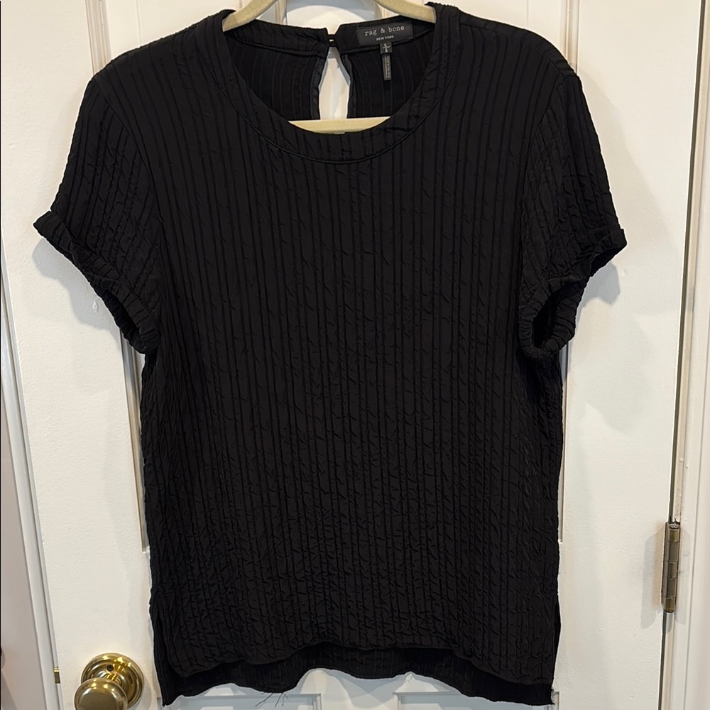 rag & bone Black Textured Short Sleeve Tee